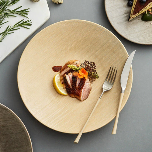 Creative Ceramic Dinner Plate – Modern Western-Style Large Flat Dish for Hotels & Restaurants